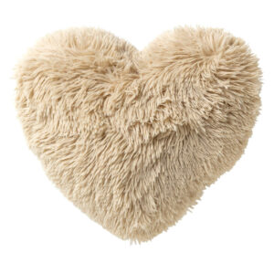 Fluffy hart sierkussen 40 x 45 cm beige